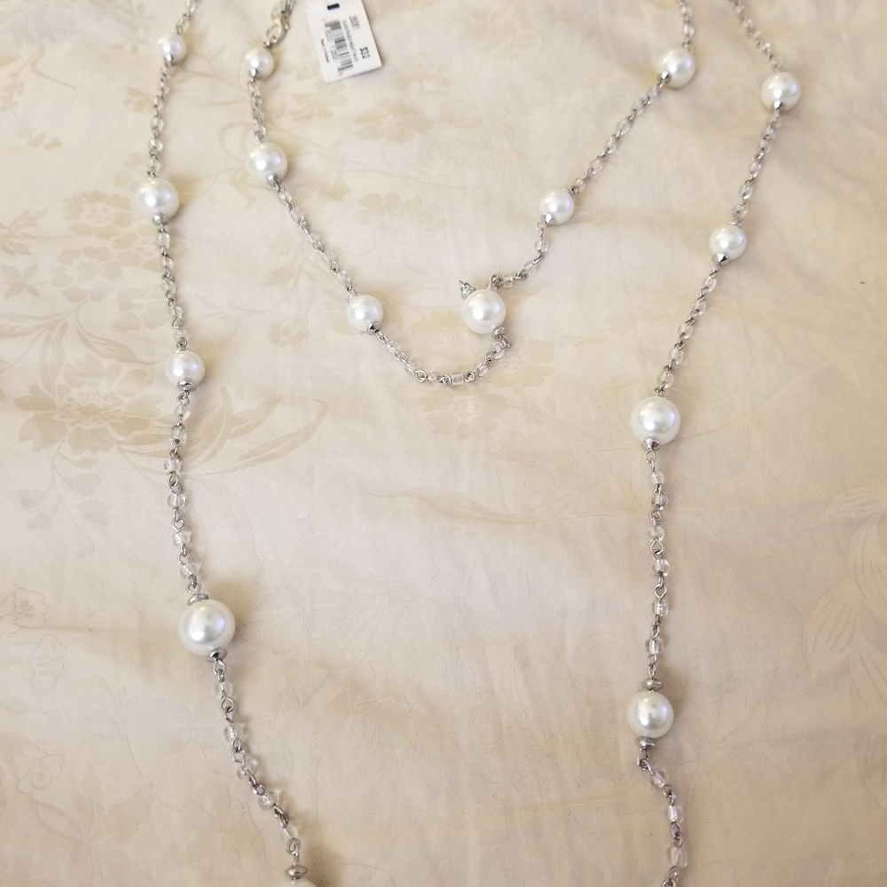 Brand New silver and pearl chain necklace